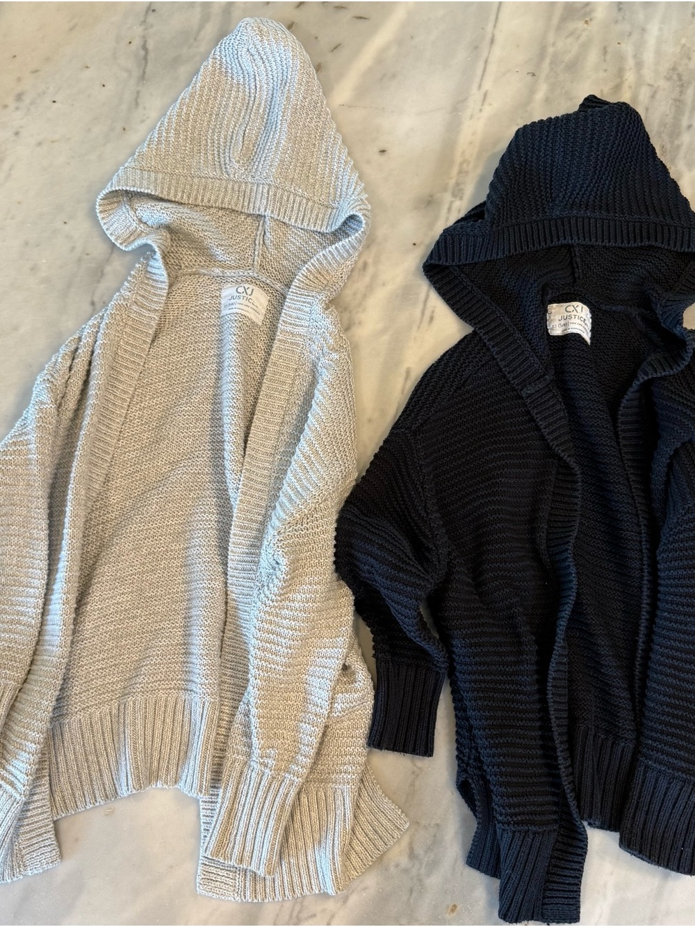 Justice Hooded Cardigans in Black and Light Gray (set of 2)